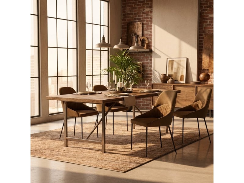  Lot de 4 chaises rembourrées en tissu facile à nettoyer harmony - marron  - Conforama B