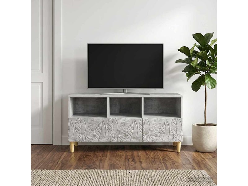 Meuble tv - banc tv - meuble de rangement 102 x 34,5 x 50 cm gris béton bois d'ingénierie  - Conforama C