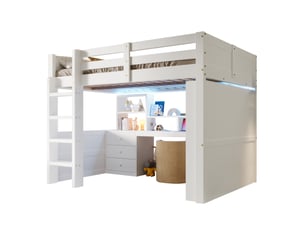 Lit mezzanine 140x200 cm <strong></strong>  <strong></strong> coloris blanc
