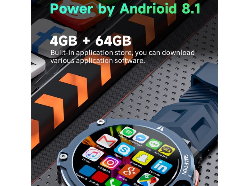  (argent) montre connectée de 1,54 pouce avec 4g+64g, android 8.1, double caméra et emplacement pour carte sim indépendant.  - Conforama C