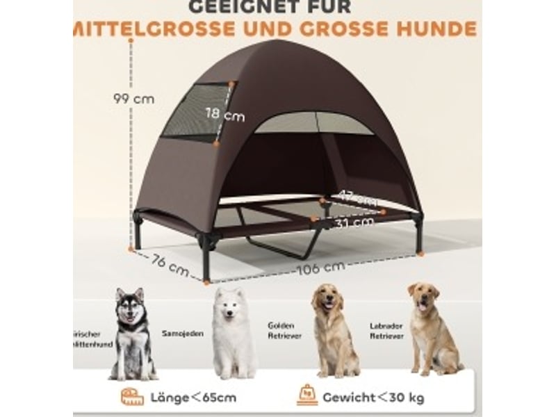  Lit surélevé  106 x 76 x 99 cm – café – toit amovible, couchage aéré et sac de transport  - Conforama C