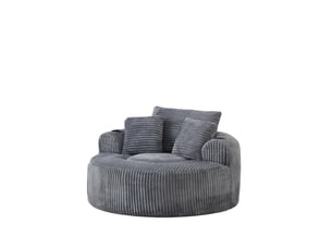 Fauteuil 2 places - 142x142x63 cm - fauteuil poire indépendant en velours côtelé avec 3 coussins et 2 porte-gobelets - gris