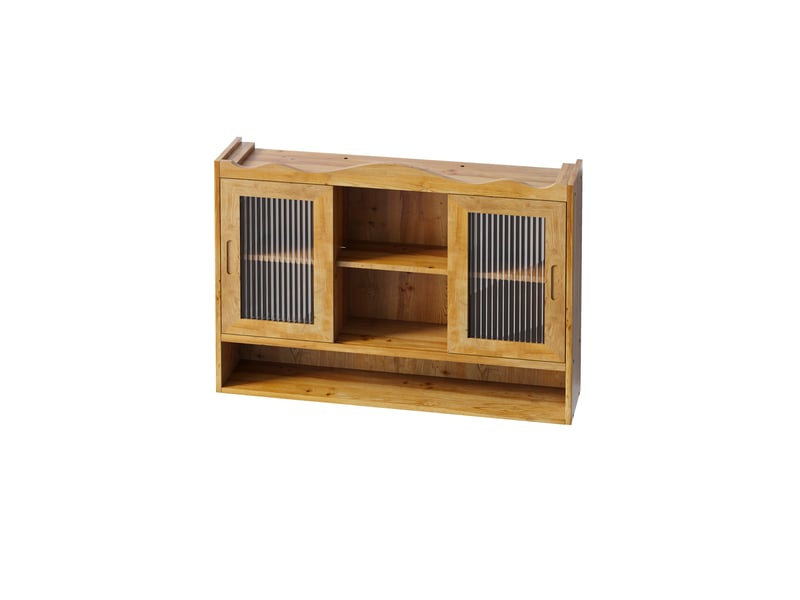  Armoire murale modèle retro 90 cm, naturel, 2 portes coulissantes, 3 niveaux de rangement, cuisine salle bain  - Conforama D