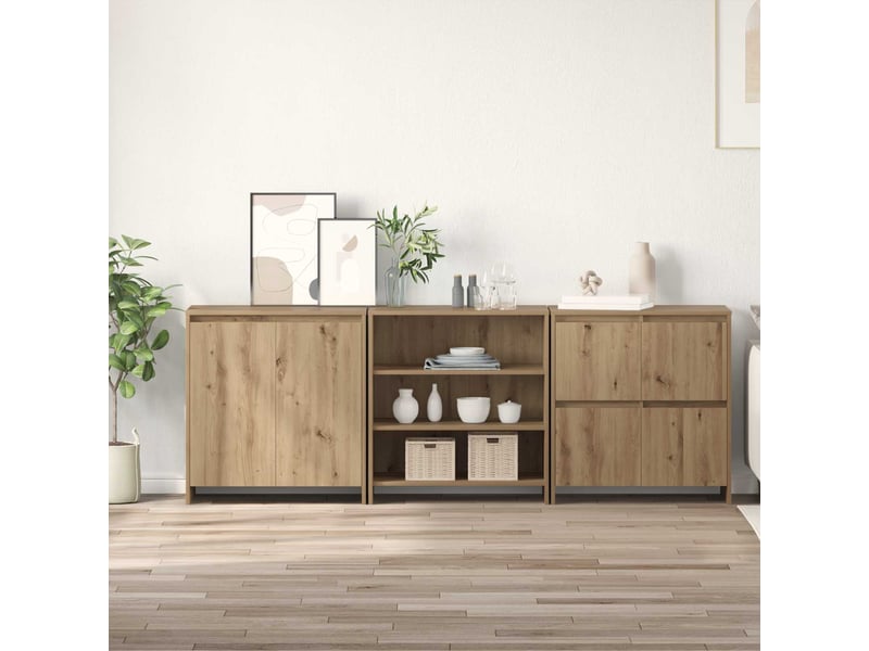  Buffet - bahut - meuble de rangement 3 pc chêne artisanal 70 x 41 x 75 cm bois d'ingénierie  - Conforama B