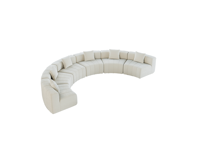 Canapé 6 places, canapé de salon, en chenille, forme incurvée, pour salon, chambre, mobilier pour espace de vie, bureau - Conforama D