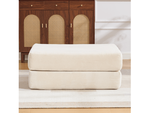 Canapé convertible 109x95x43 cm ergonomique en velours côtelé beige