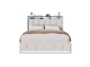 Lit coffre 140x190 cm    coloris beige