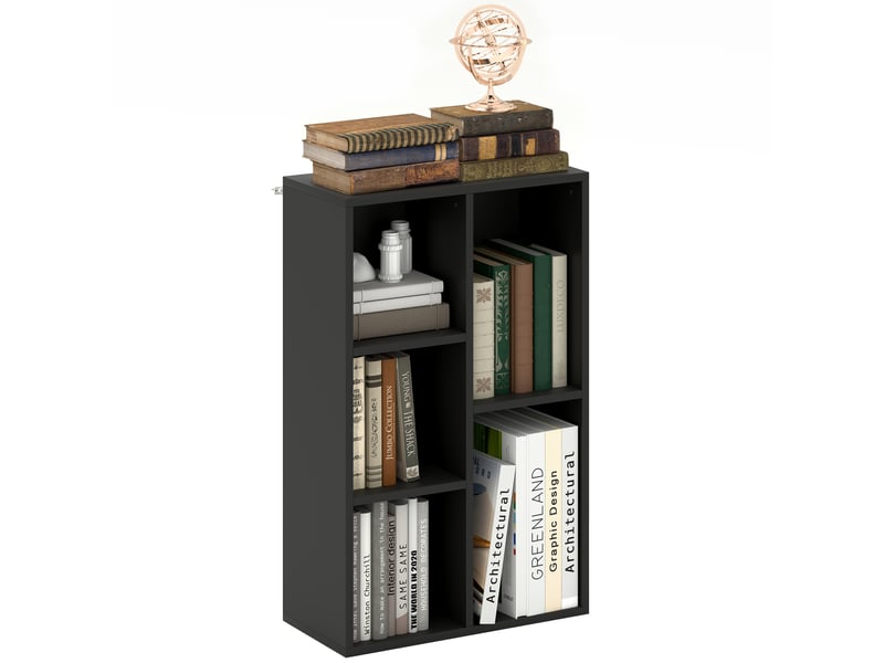  Bibliothèque étagère de rangement avec 5 compartiments, pour salon chambre à coucher bureau, 50x24x80cm, noir  - Conforama A