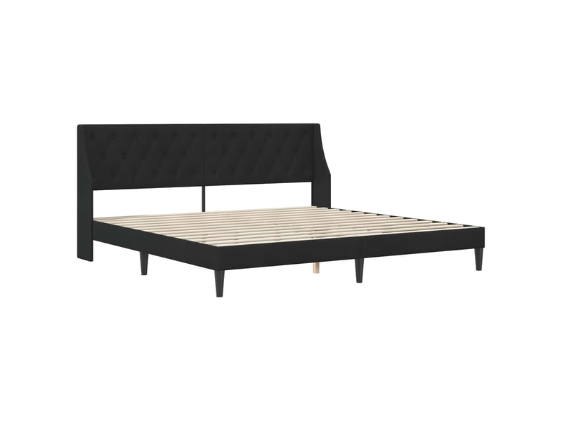  Lit double- lit adulte -  cadre de lit avec tête de lit noir 200 x 200 cm velours  - Conforama B