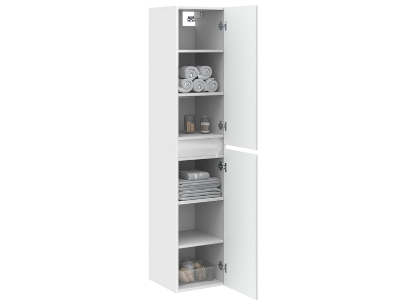 Cabinet salle de bain mural, meuble de rangement blanc 33x34.5x160 cm shl4302 - Conforama C
