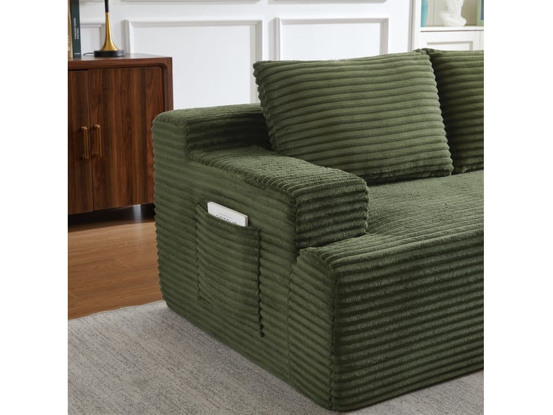  Canapé-lit d'angle nuage modulable 238 x 152 cm – vert – velours côtelé, 4 places, sans montage  - Conforama E