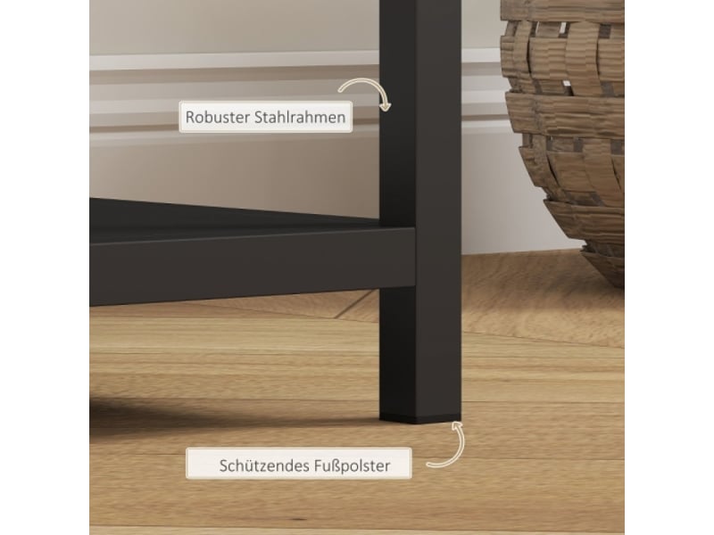 Console noire avec 4 étagères et cadre acier 110x30x75 cm pour entrée et salon - Conforama E
