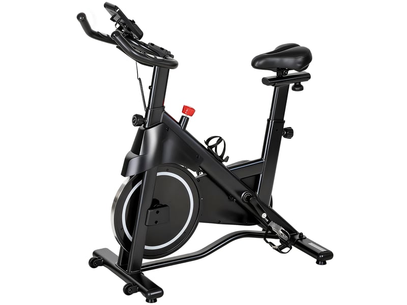 Vélo d'appartement, vélo d'exercice, résistance magnétique réglable, écran lcd, siège confortable, 108x51x116cm, blanc - Conforama B