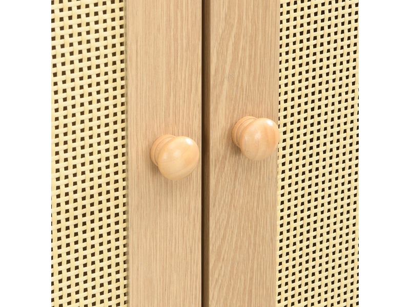  Armoire avec penderie, étagères et tiroirs en rotin pour chambre 80×50×179 cm naturel  - Conforama D
