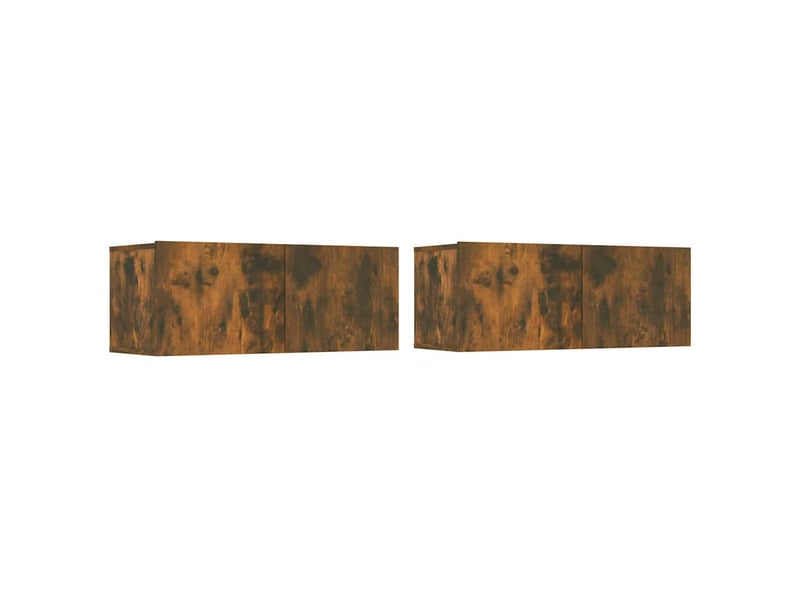  Lot de 2 meuble tv bas salon chêne fumé 80x30x30 cm bois d'ingénierie  - Conforama A