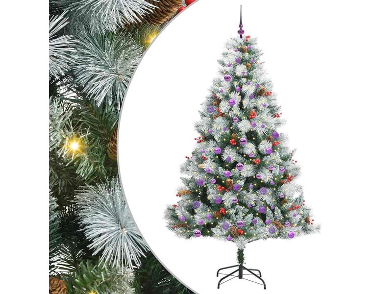  Sapin de noël artificiel, arbre de noël vert et blanc 210 cm shl6908  - Conforama A