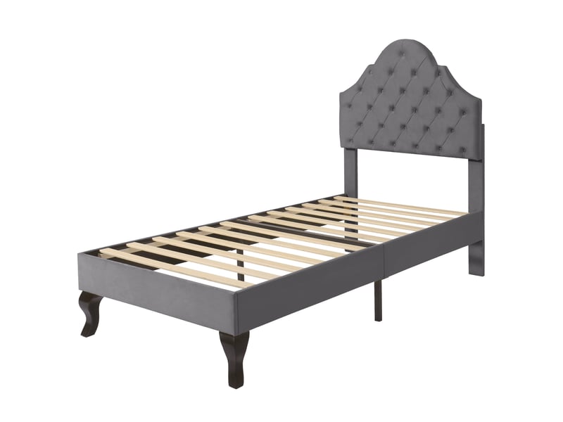  Cadre de lit 90x200 cm avec sommier à lattes inclus, gris  - Conforama R