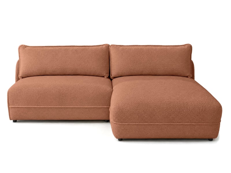 Lucien - canapé d'angle droit 4 places ouvert en tissu bouclette - - rouille LUCIEN - Conforama A