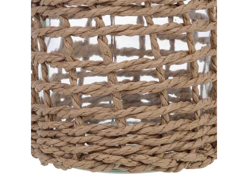  Bougeoir en verre doublé de fibres naturelles brunes d3,66,5 x 12,7 h cm  - Conforama E