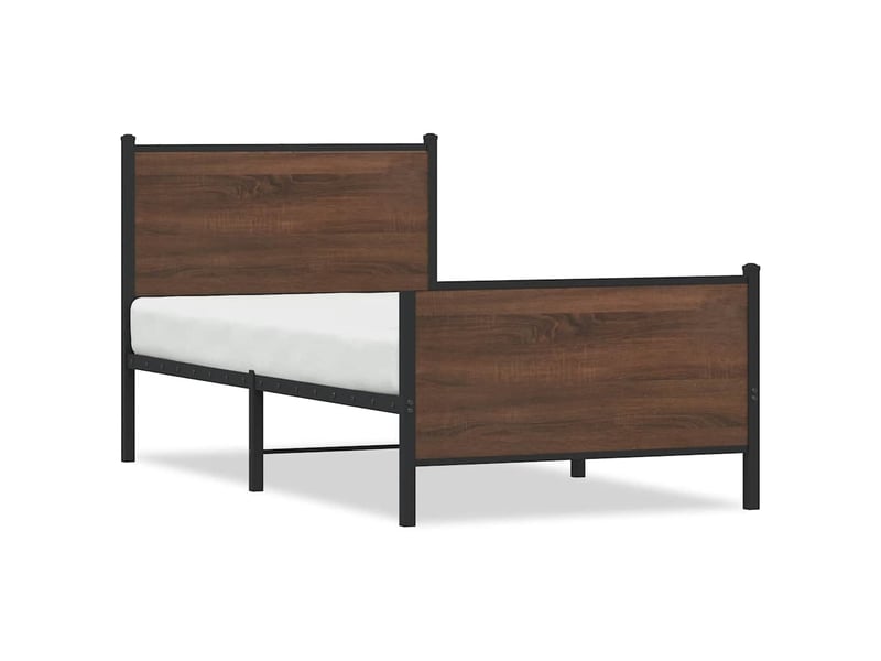  Lit simple- lit adulte -  cadre de lit en métal sans matelas chêne marron 80x200 cm  - Conforama A