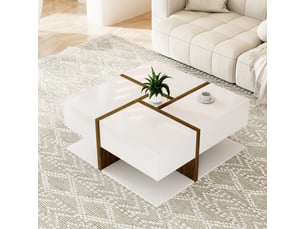 Table basse carré(e) coloris blanc <strong>MERAX</strong> <strong>table basse blanc</strong> - 78 cmx78 cm