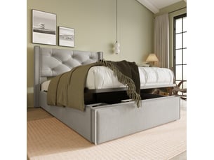 Lit coffre 90x200 cm VIVRYN coloris gris