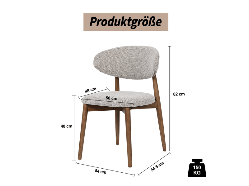  Lot de 2 chaises de salle à manger daisy en bois, tissu argile et noyer  - Conforama C