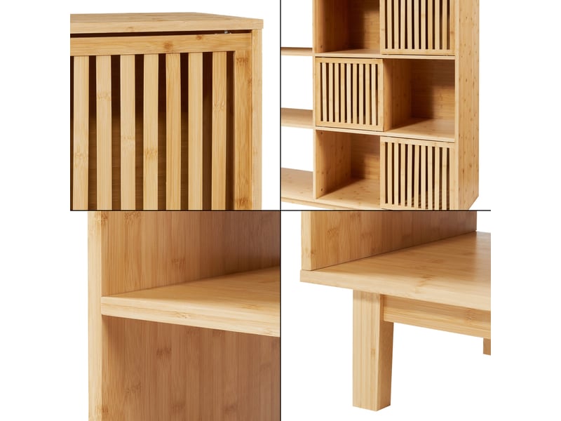 Bibliothèque 128 x 147 x 39 cm bambou naturel 03_0009004  - Conforama E