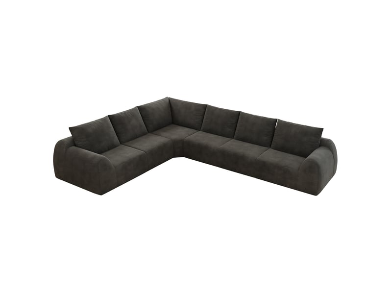  Canapé d'angle modenvie 6 places en l 334 x 267 x 85 cm en tissu chenille gris foncé  - Conforama A