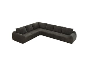 Canapé d'angle compressé panoramique fixe <strong>MODENVIE</strong> <strong></strong> 6 places Tissu gris foncé