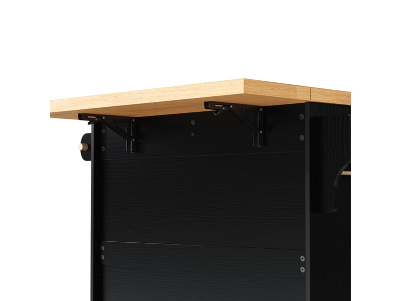  Desserte de cuisine mobile 100 x 42-70 x 91,5 cm noire et naturelle en mdf, plan de travail extensible  - Conforama D
