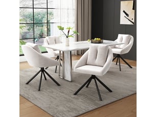 Lot de 4 chaises de salle à manger pivotantes en velours beige, assise ergonomique, piètement métal, design moderne