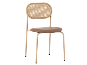 Lot de 6 chaises de salle à manger 46x48x80 cm, assise pu confortable, dossier ovale rotin, pieds métal, marron