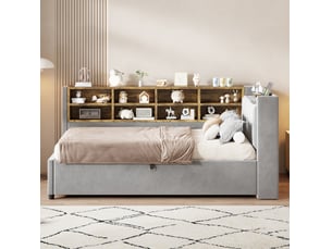 Lit coffre 90x200 cm OKWISH coloris gris