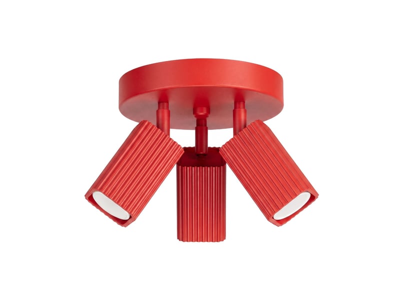  Plafonnier rayo 3p rouge aluminium moderne 18x20x20cm SL.3250 - Conforama A
