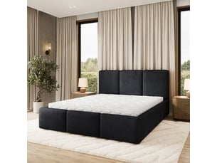 Lit coffre 200x200 cm <strong>MASSENO</strong> <strong></strong> coloris noir