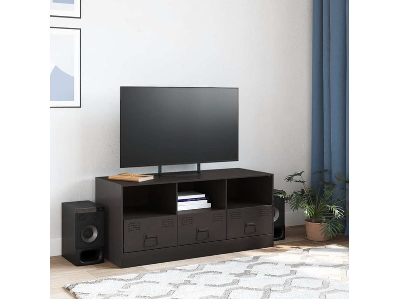  Meuble tv - banc tv - meuble de rangement noir 99x39x44 cm acier  - Conforama C