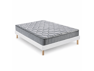 Ensemble sommier tapissier et matelas 160x200 cm - couleur : blanc - matelas latex accueil moelleux