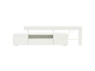 Meuble tv blanc brillant led 192×37×53 cm, 3 caissons, meuble bas pour écran jusqu’à 85 pouces