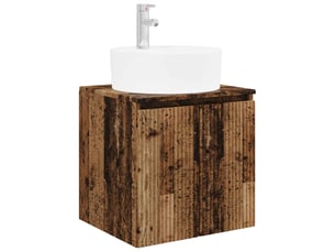 Vanité de lavabo mural, meuble de rangement bois ancien 49.5x44.5x65 cm shl7311