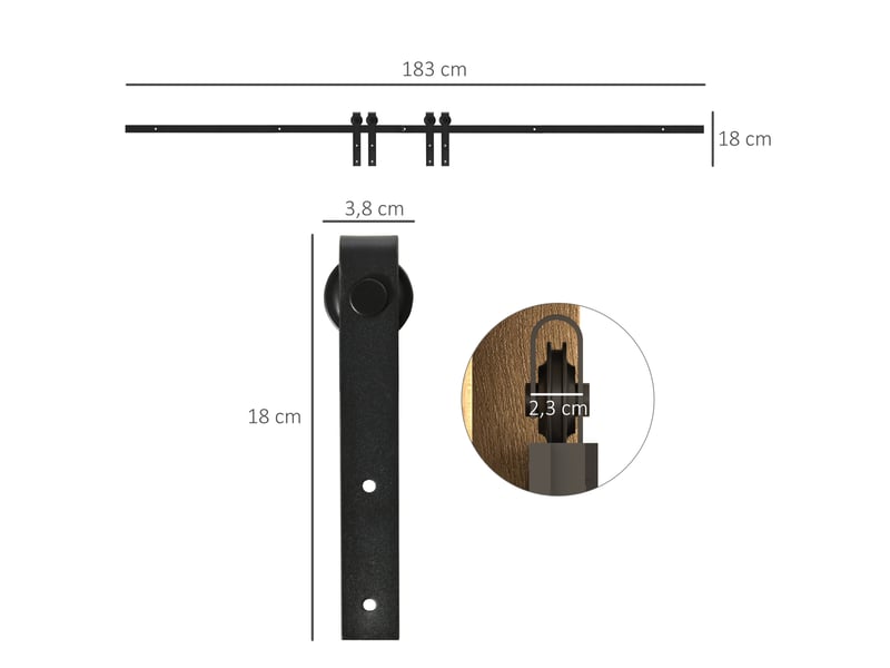  Système coulissant double porte 183 cm – noir – rail acier et accessoires de montage intérieur moderne  - Conforama C