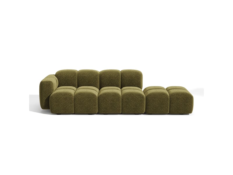  Canapé modulable 4 places en velours texturé moss MOSS - Conforama D