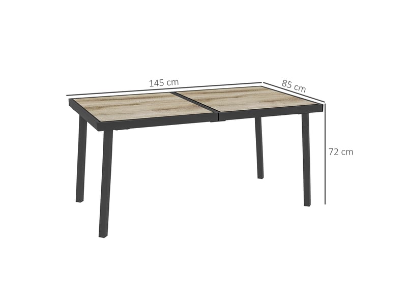  Table de jardin 145x85 cm pour 6 personnes effet bois acier gris  - Conforama E
