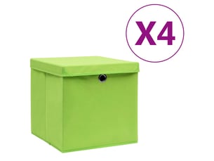 Boîtes de rangement avec couvercles 4 pcs 28x28x28 cm vert