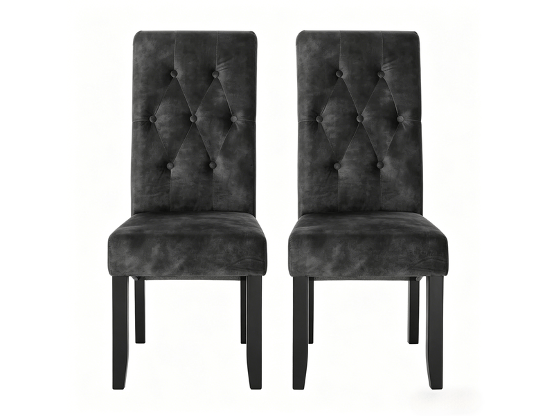  Chaise de salle à manger 47x42x107cm sans accoudoirs dossier élevé ergonomique en bois noir lot de 2  - Conforama A
