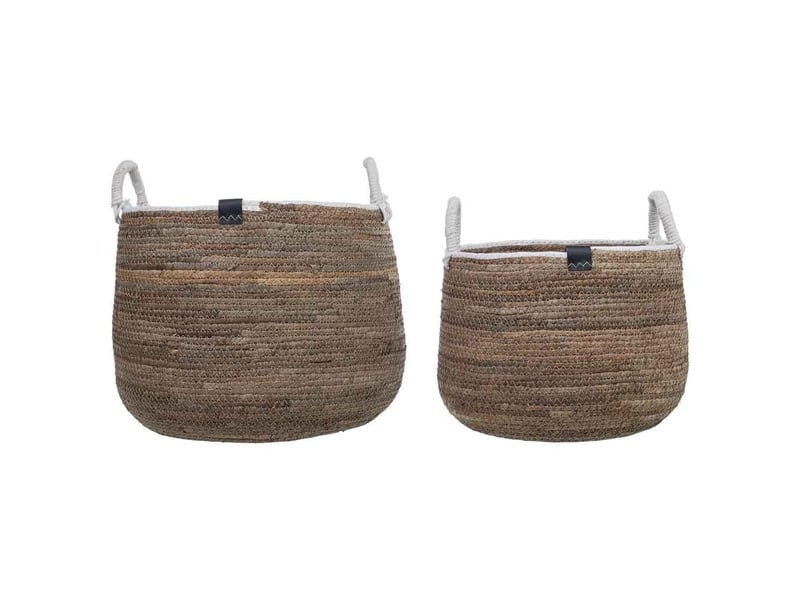  Lot de 2 paniers en fibre naturelle marron : 43x33 cm, 33x27 cm (h)  - Conforama B