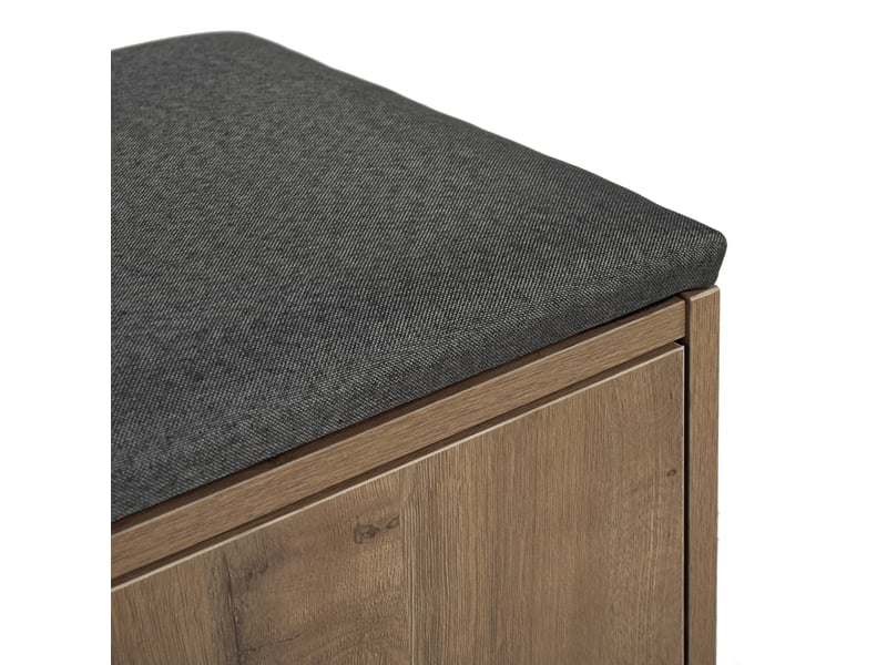  Meuble à chaussures pour l'entrée 8 paires avec banc à langer,4 portes et poignées asymétriques en métal,naturel meuble à chaussures naturel - Conforama E