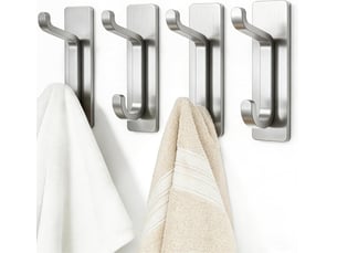 Sakae crochet serviettes cuisine, adhésif mural sans perçage, imperméable, antirouille, argenté, 4 pièces