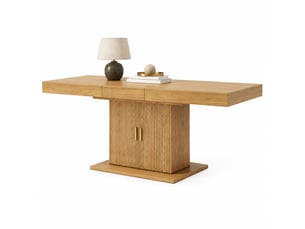 Table à manger extensible,140x90x75,2 cm,avec rangement,mdf,chêne clair