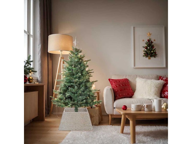  Collier de sapin de noël carré blanc 70 x 70 x 28 cm  - Conforama B